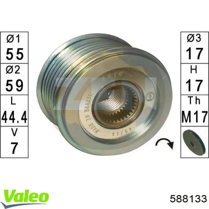 Купить 588133 VALEO Шкив ремня генератора
