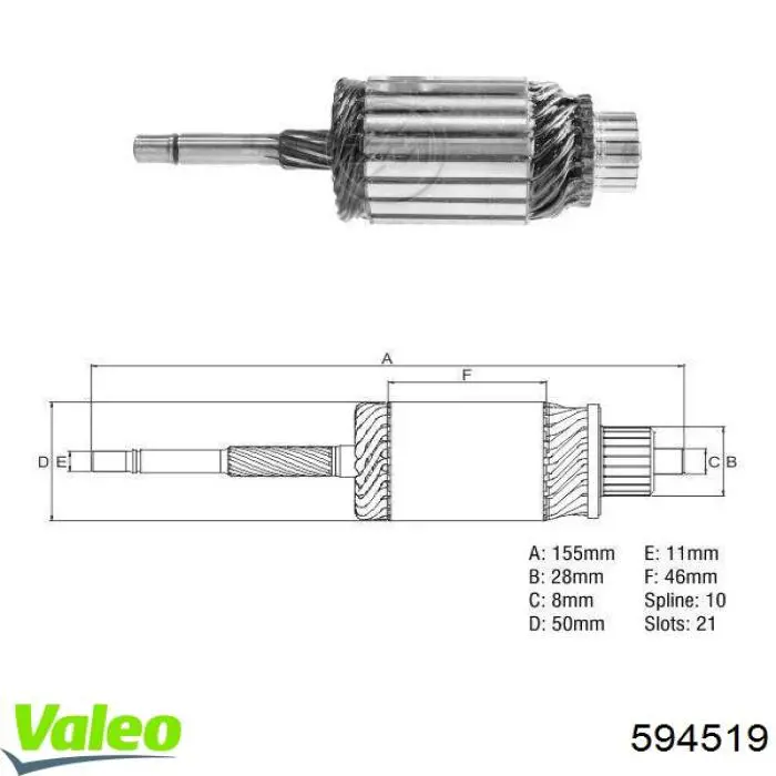 Купить 594519 VALEO Якорь стартера