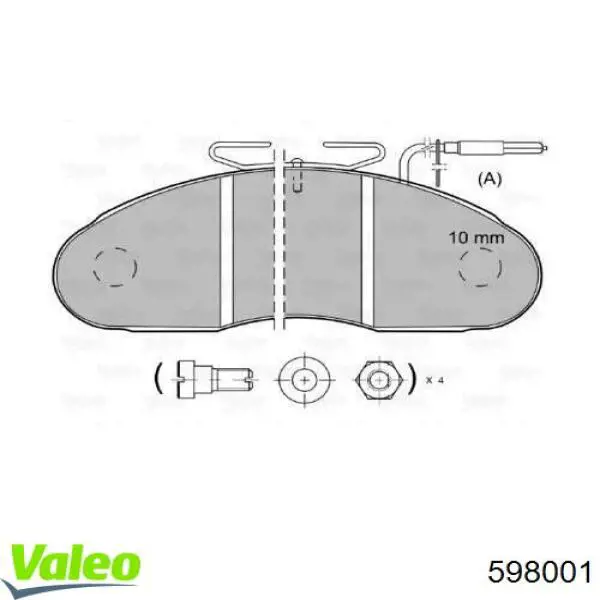 Передние тормозные колодки 598001 VALEO