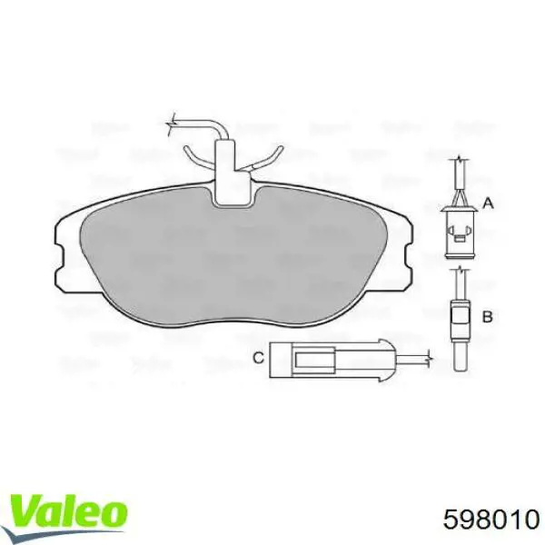 Передние тормозные колодки 598010 VALEO