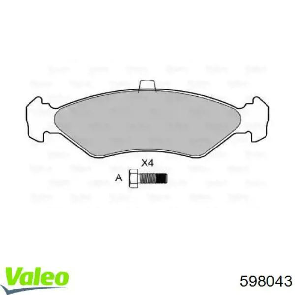 Передние тормозные колодки 598043 VALEO