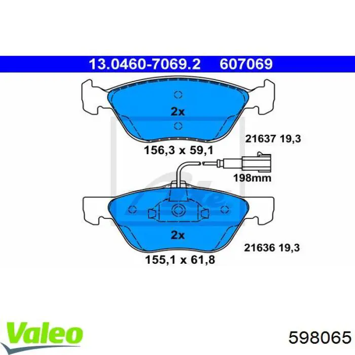 Купить 598065 VALEO Колодки тормозные задние, дисковые