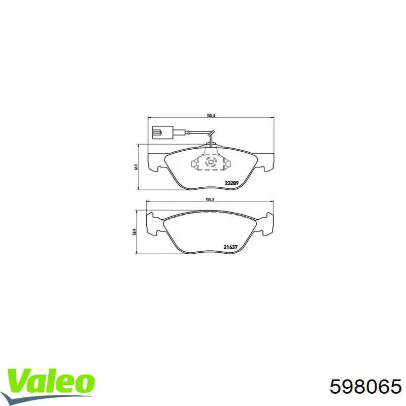 598065 VALEO Колодки тормозные дисковые комплект