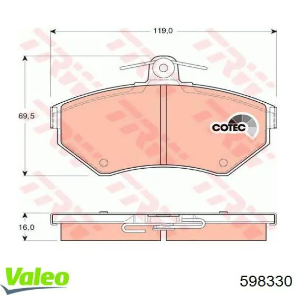 Тормозные колодки VALEO 598330