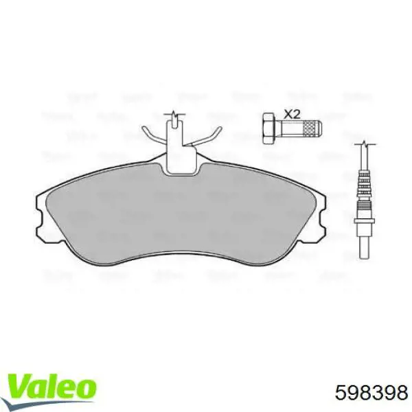 Передние тормозные колодки 598398 VALEO