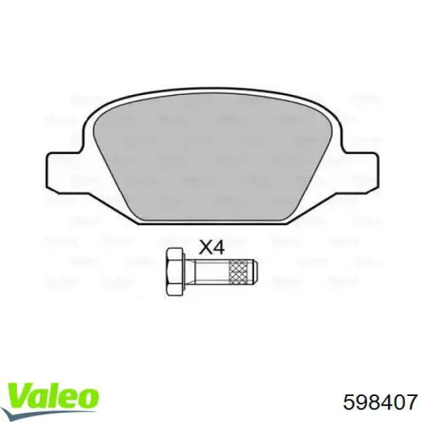 Задние тормозные колодки 598407 VALEO