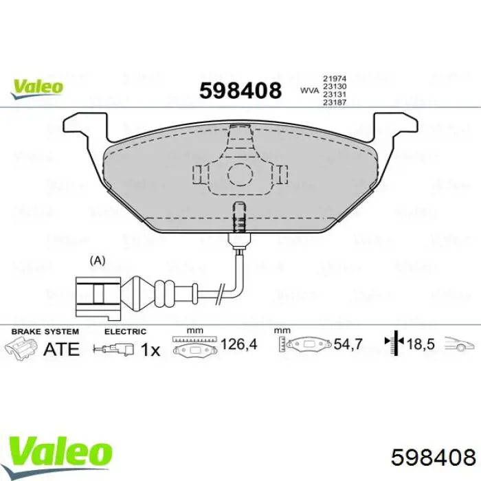 Колодки тормозные передние дисковые VALEO 598408