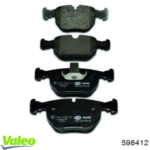 Передние тормозные колодки 598412 VALEO