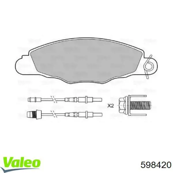 Передние тормозные колодки 598420 VALEO