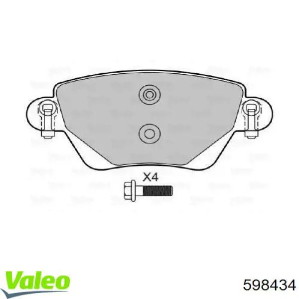 Задние тормозные колодки 598434 VALEO