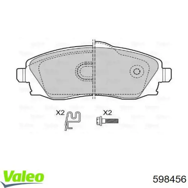 Колодки тормозные передние дисковые VALEO 598456