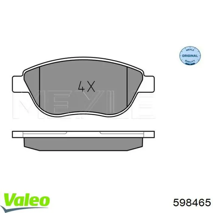 Передние тормозные колодки 598465 VALEO
