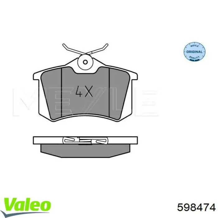 598474 VALEO Колодки тормозные дисковые комплект