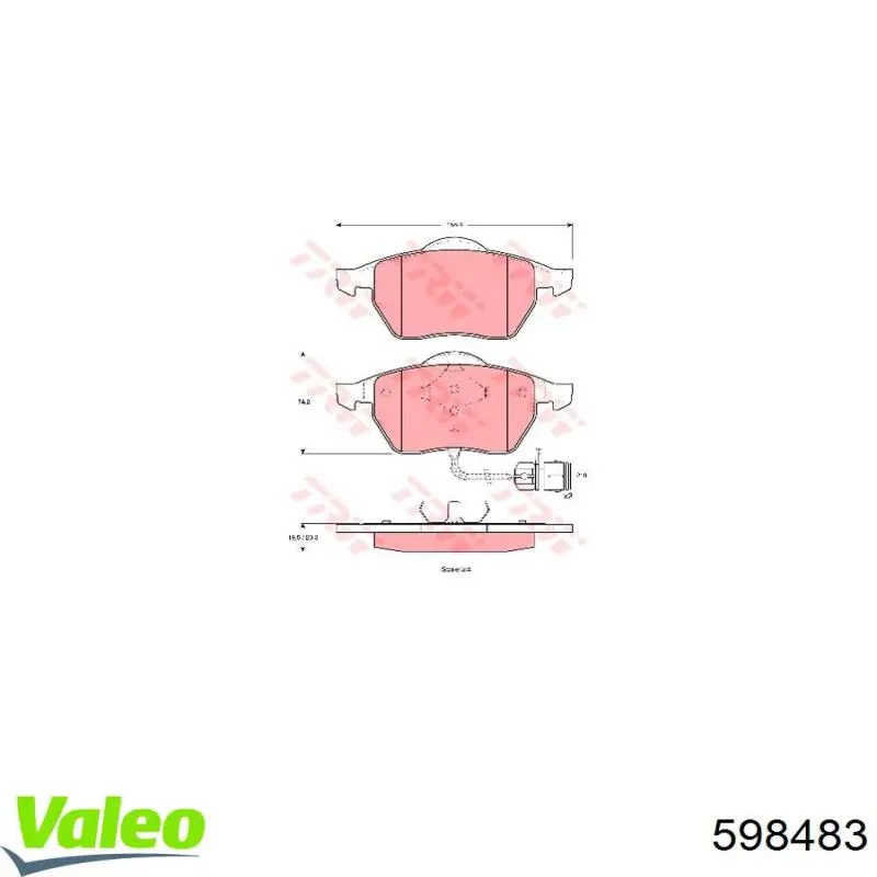 Передние тормозные колодки 598483 VALEO