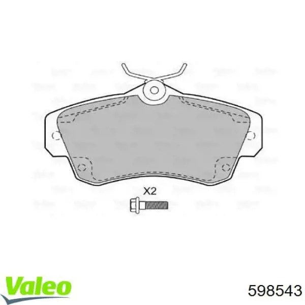 Передние тормозные колодки 598543 VALEO