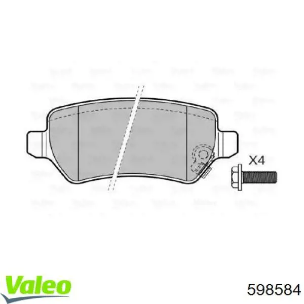 Задние тормозные колодки 598584 VALEO