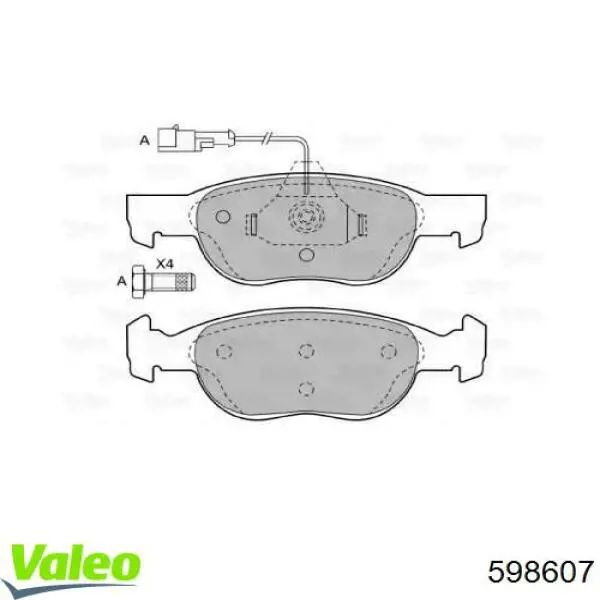 Передние тормозные колодки 598607 VALEO