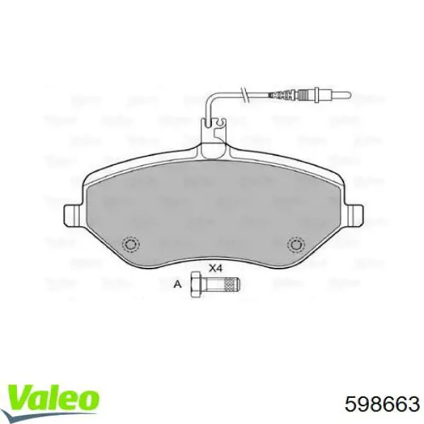 Передние тормозные колодки 598663 VALEO