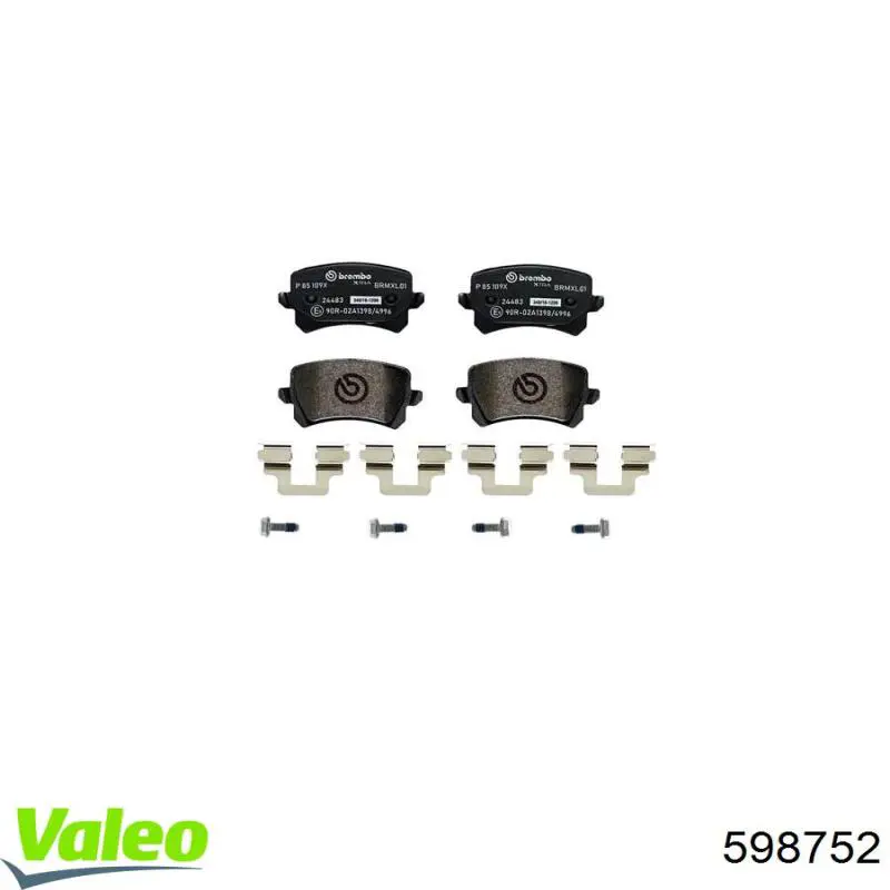 Купить 598752 VALEO Колодки тормозные задние, дисковые