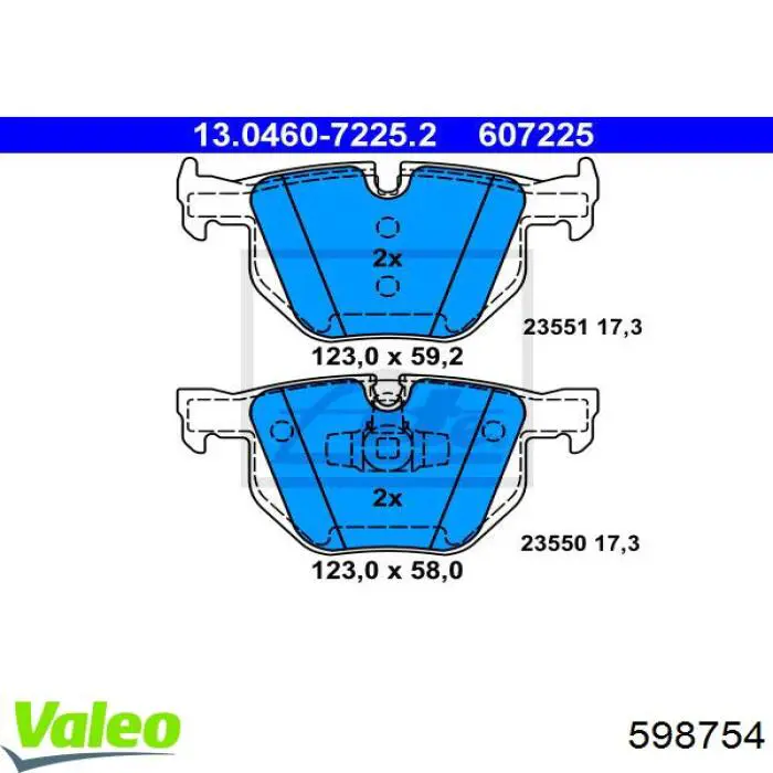 Задние дисковые колодки VALEO 598754