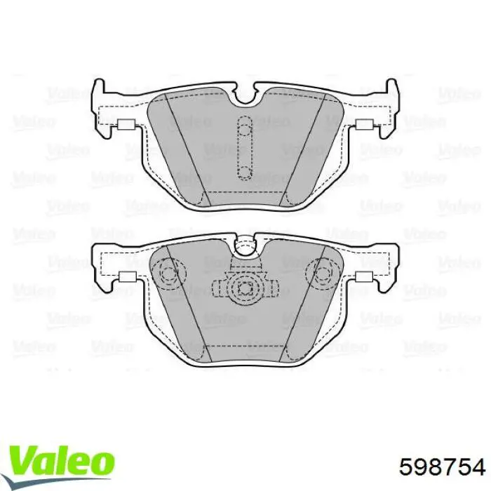 Купить 598754 VALEO Колодки тормозные задние, дисковые