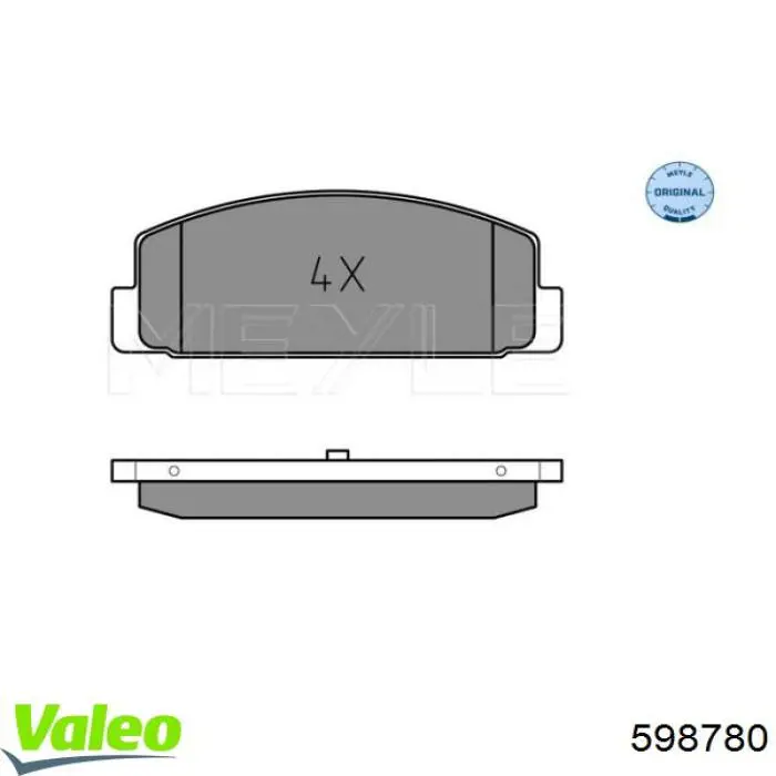 Купить 598780 VALEO Колодки тормозные задние, дисковые