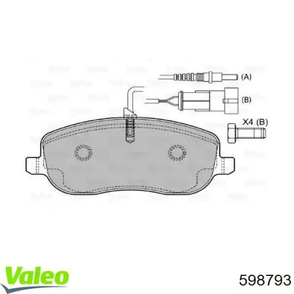 Передние тормозные колодки 598793 VALEO