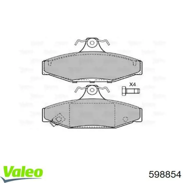 Задние тормозные колодки 598854 VALEO