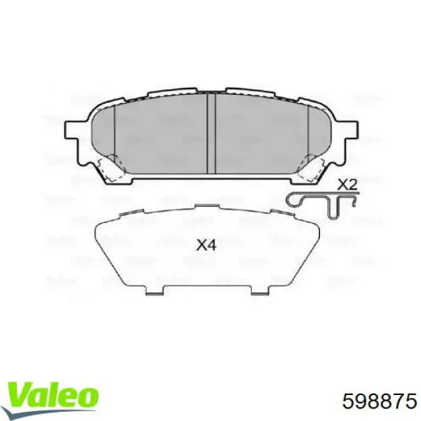 Задние тормозные колодки 598875 VALEO