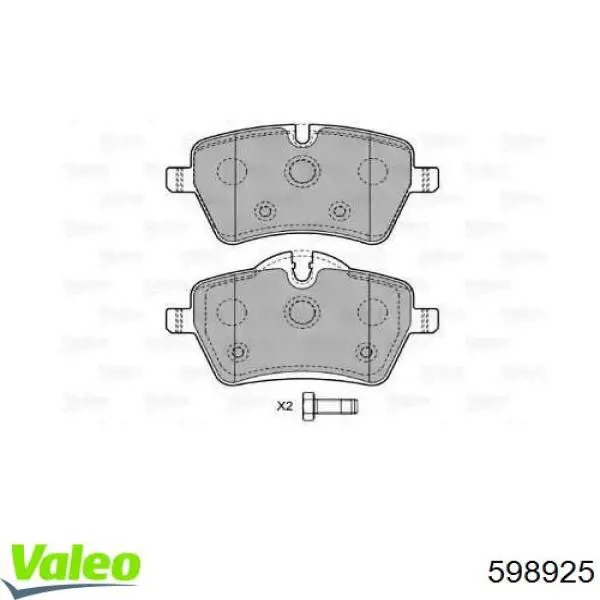 Передние тормозные колодки 598925 VALEO