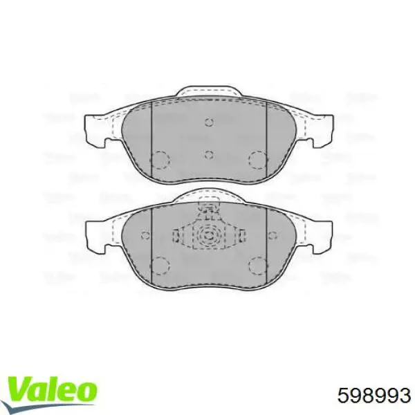 Передние тормозные колодки 598993 VALEO