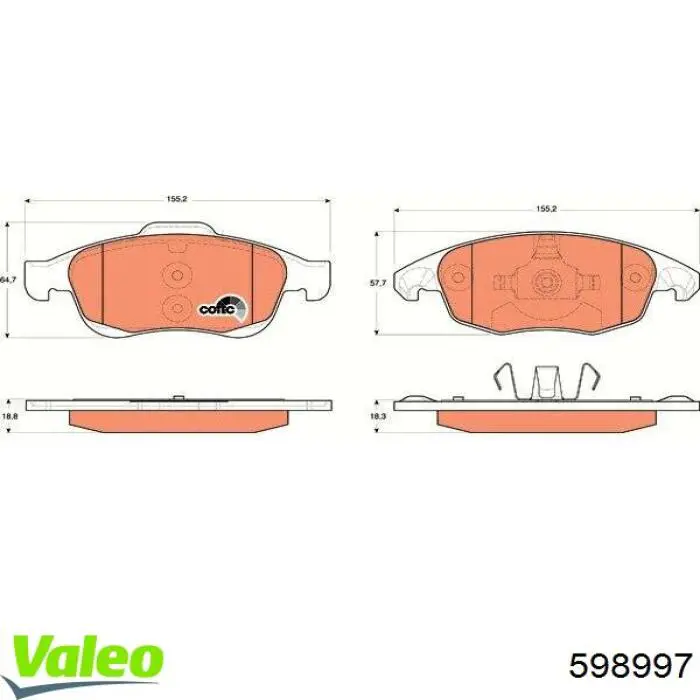 Купить 598997 VALEO Колодки тормозные