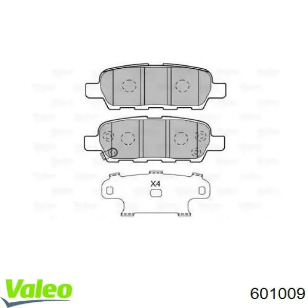 Задние тормозные колодки 601009 VALEO