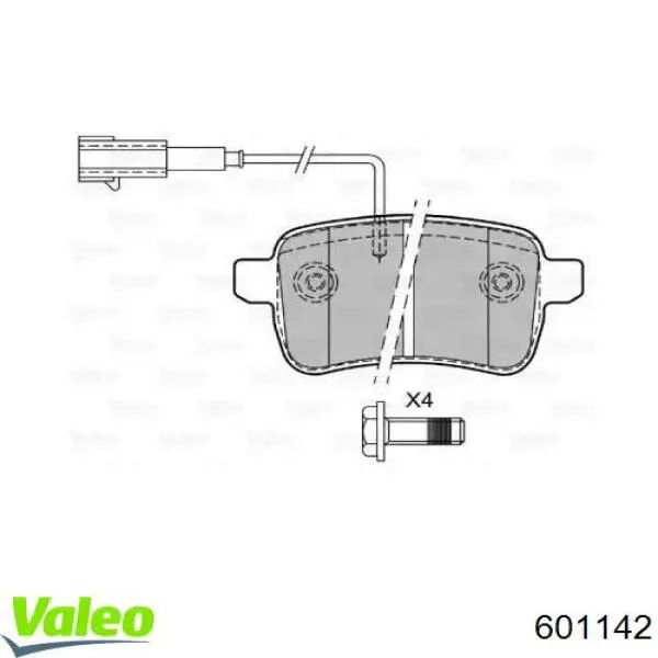 Задние тормозные колодки 601142 VALEO