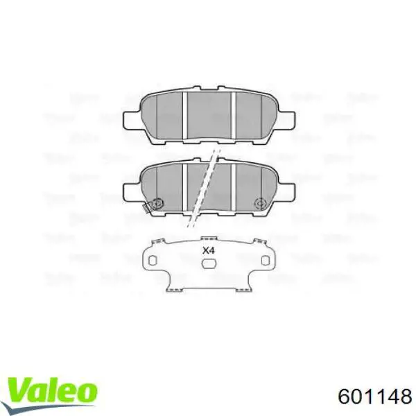 Задние тормозные колодки 601148 VALEO