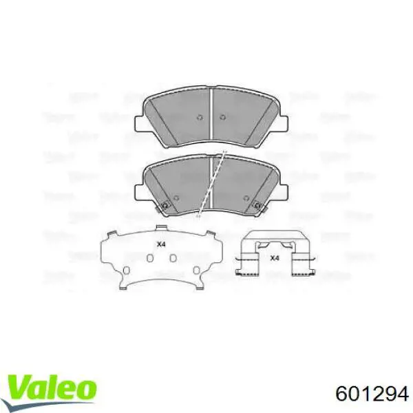 Передние тормозные колодки 601294 VALEO