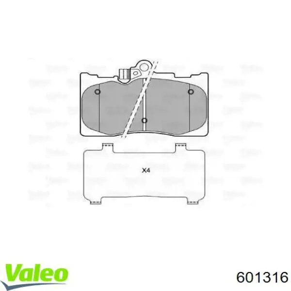 Передние тормозные колодки 601316 VALEO