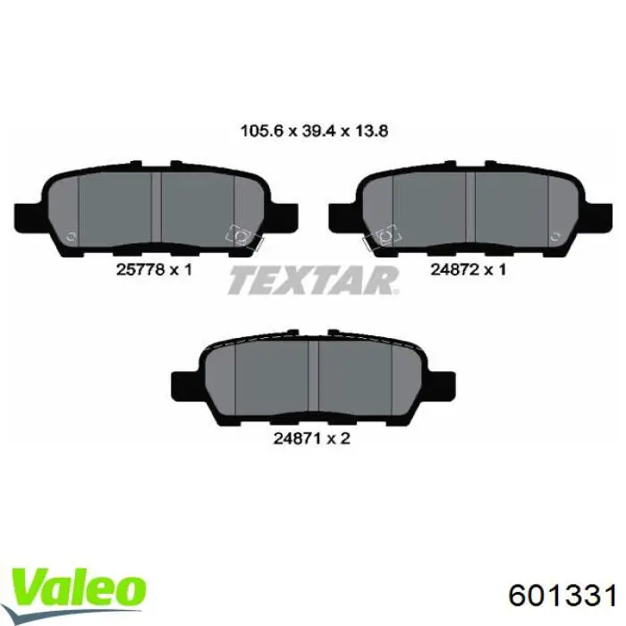 Купить 601331 VALEO Колодки тормозные задние, дисковые