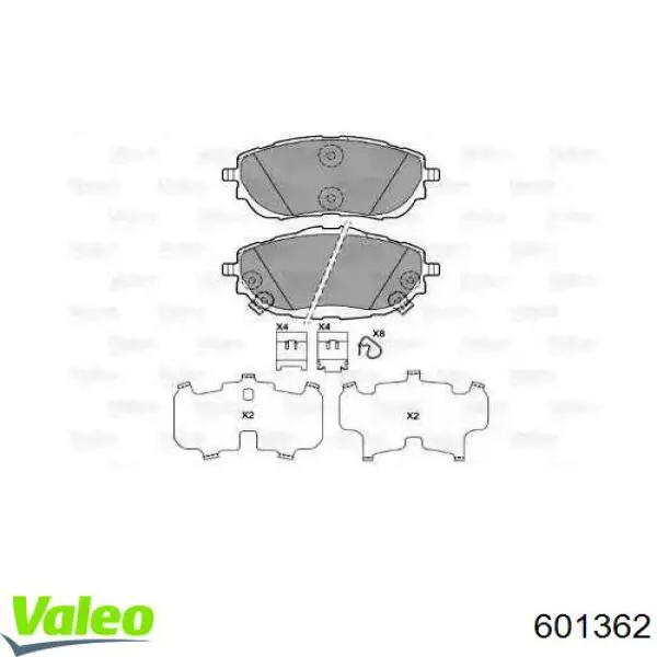 Передние тормозные колодки 601362 VALEO