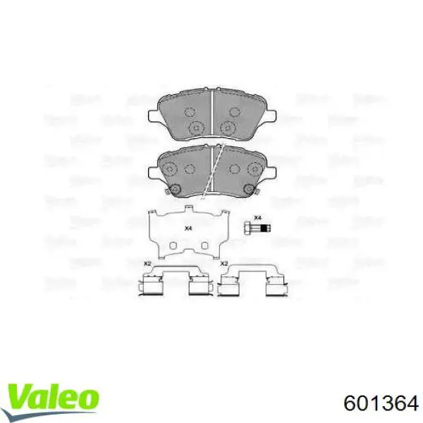 Передние тормозные колодки 601364 VALEO