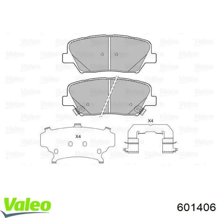 Передние тормозные колодки 601406 VALEO