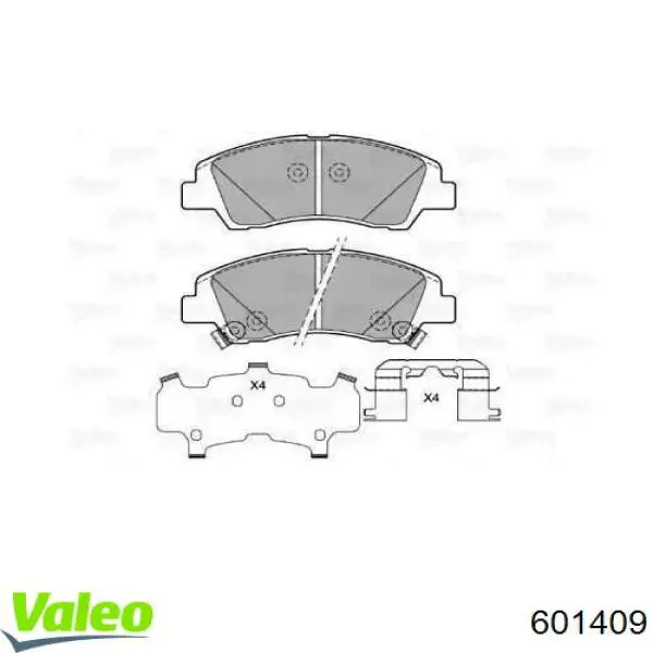 Передние тормозные колодки 601409 VALEO