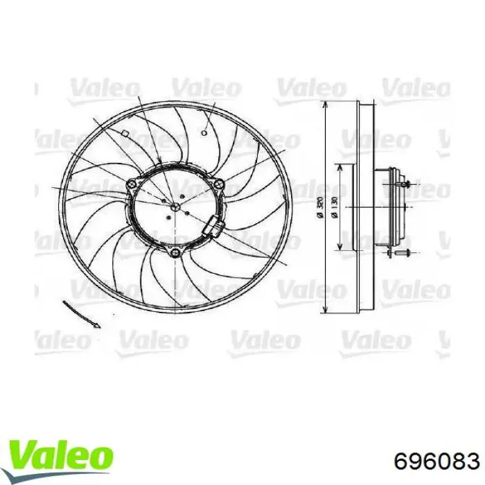 Вентилятор (крыльчатка) радиатора охлаждения VALEO 696083