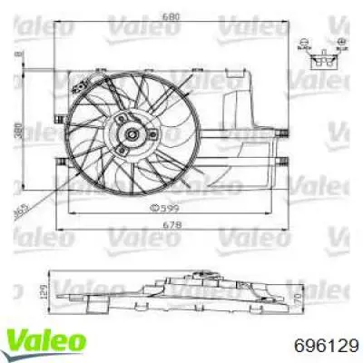 Диффузор вентилятора в сборе с мотором и крыльчаткой 696129 VALEO