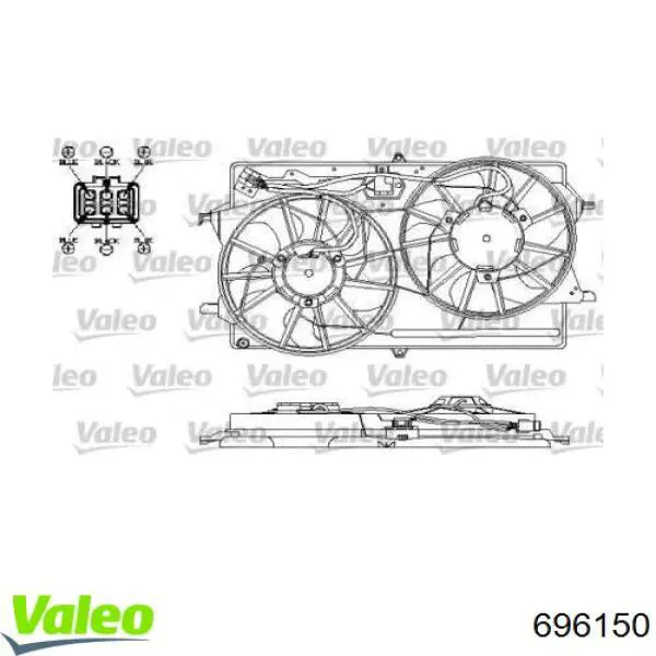 Диффузор вентилятора в сборе с мотором и крыльчаткой 696150 VALEO