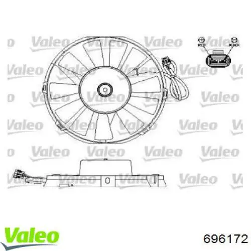 Электровентилятор кондиционера в сборе (мотор+крыльчатка) VALEO 696172