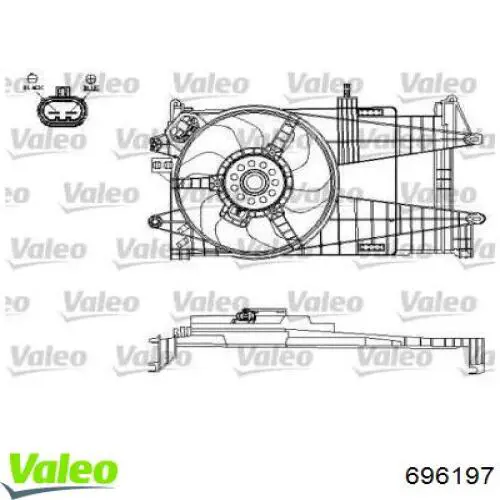 Диффузор вентилятора в сборе с мотором и крыльчаткой 696197 VALEO