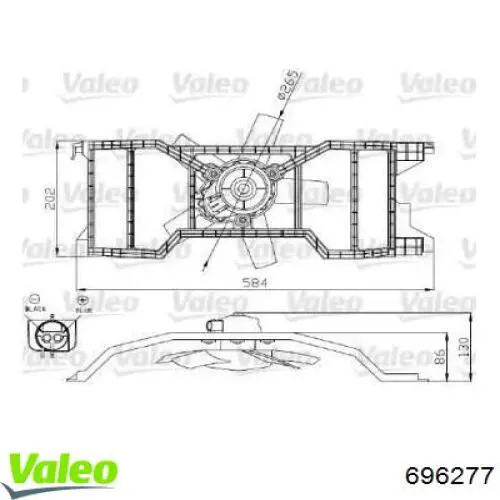 Диффузор вентилятора в сборе с мотором и крыльчаткой 696277 VALEO