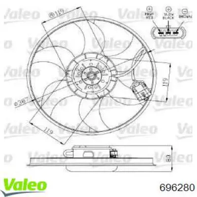 Диффузор вентилятора в сборе с мотором и крыльчаткой 696280 VALEO