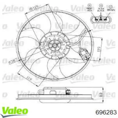 Электровентилятор охлаждения в сборе (мотор+крыльчатка) правый 696283 VALEO